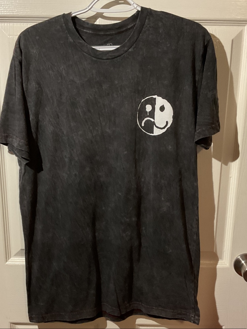 Ripple Junction Black Mineral Washed Band Tee with White Yin Yang Pocket Graphic